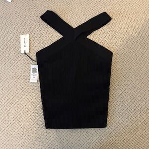 Babaton sculpt knit Cross neck top